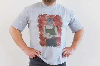 Gray Eternal Sunset T-shirt by Laura J Stratton featuring a vibrant sunset design on the front.